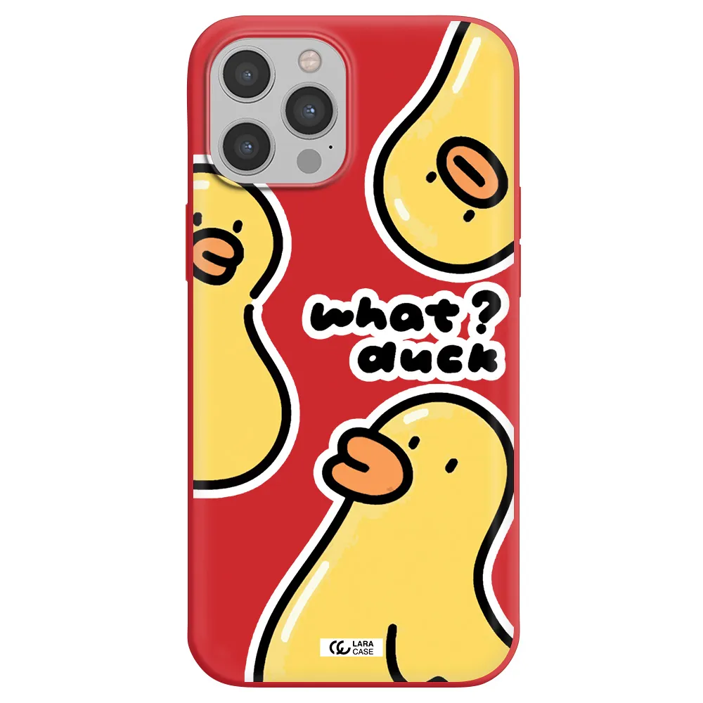 a group of yellow ducks Apple iPhone 12 pro Silicone Imperial Red Case