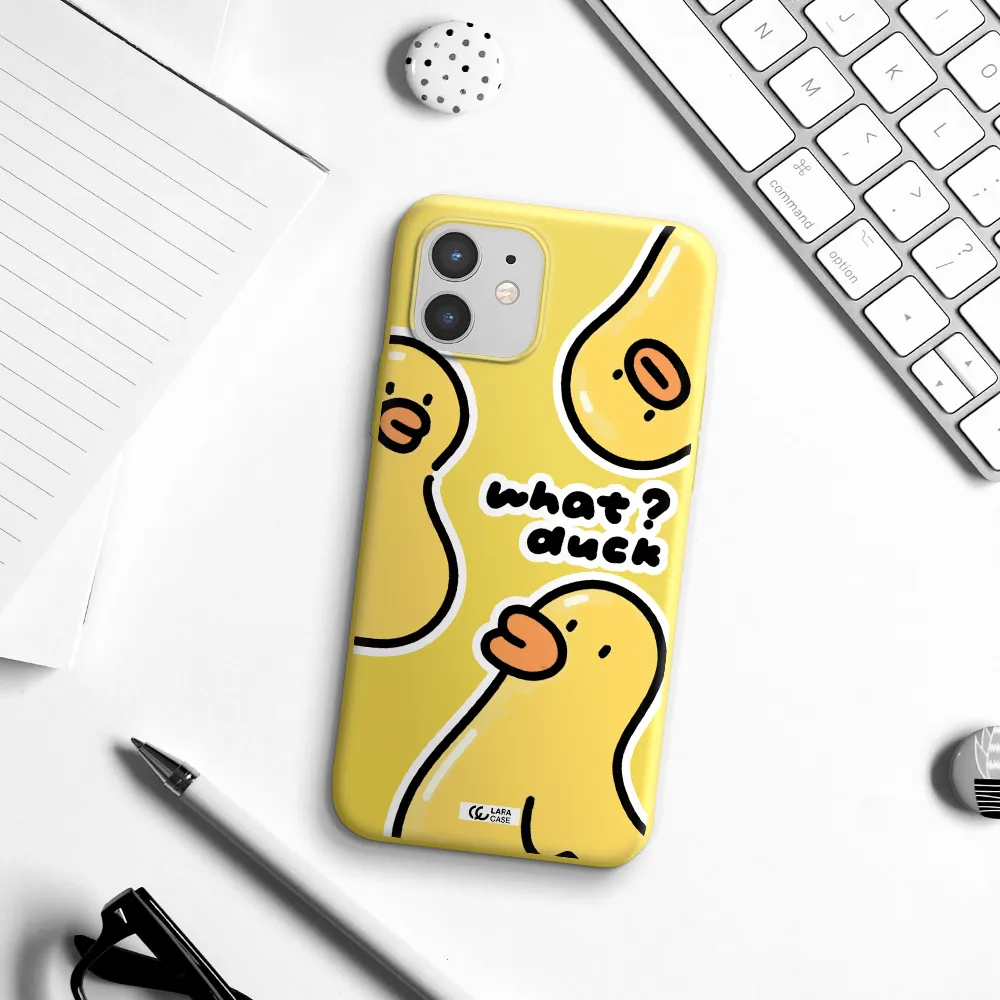 a group of yellow ducks Apple iPhone 12 Silicone canary yellow Case
