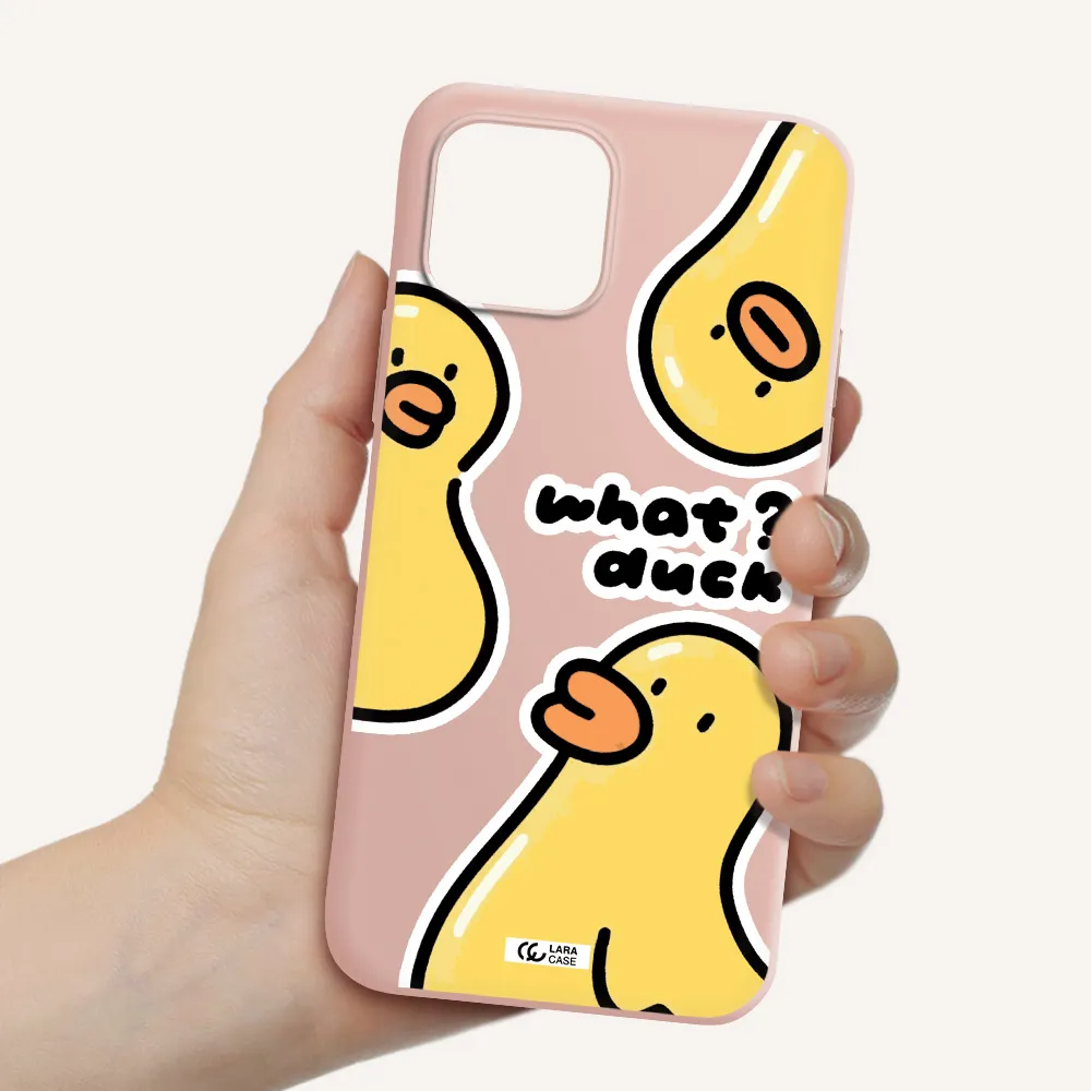 a group of yellow ducks Apple iPhone 12 Silicone pastel pink Case