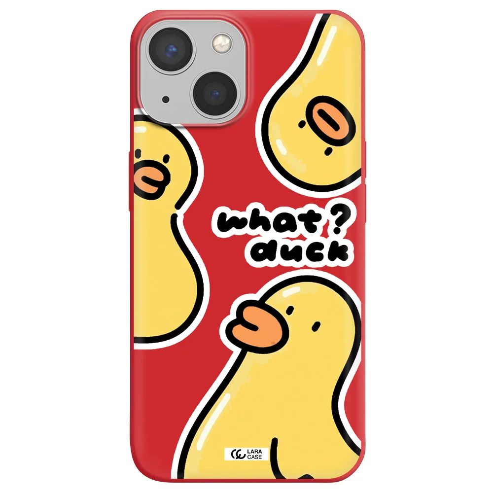 a group of yellow ducks Apple iPhone 13 mini Silicone Imperial Red Case