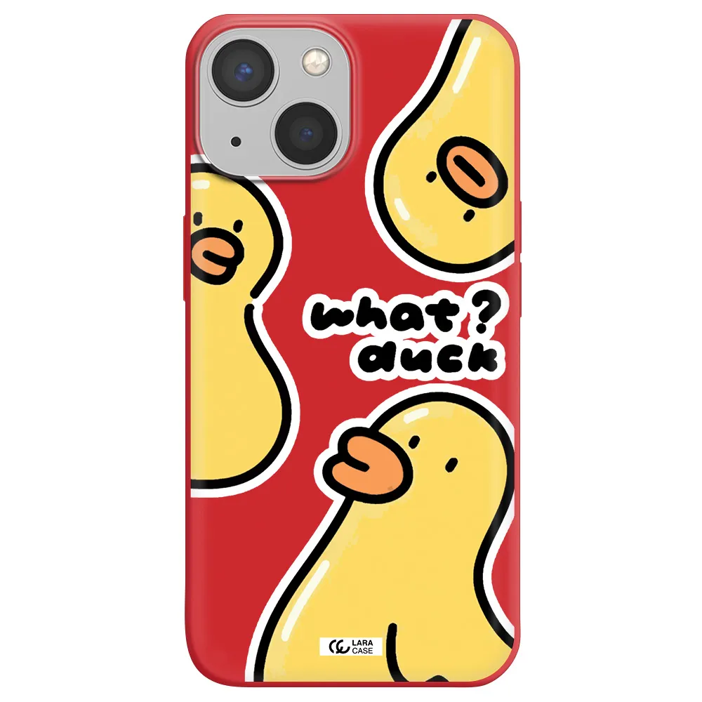 a group of yellow ducks Apple iPhone 13 Silicone Imperial Red Case