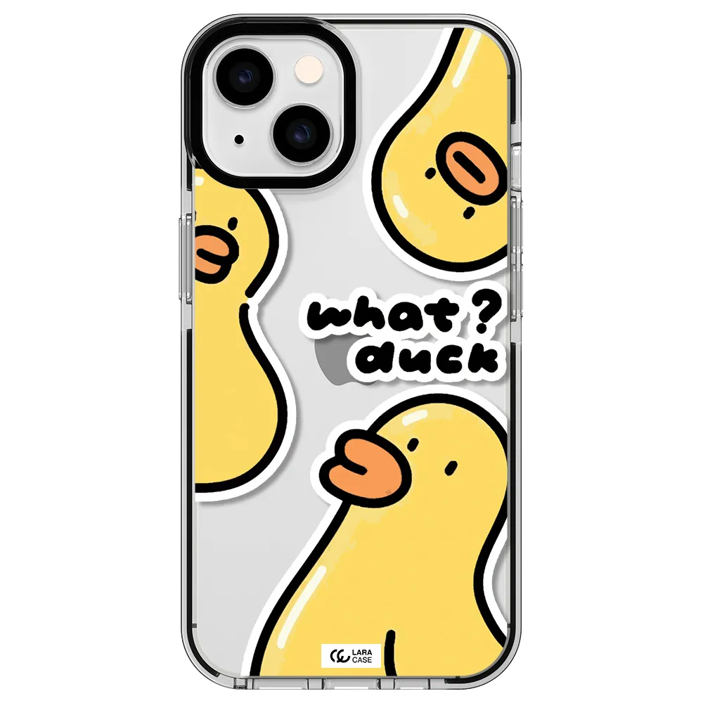 a group of yellow ducks Apple iPhone 14 impact black border Case