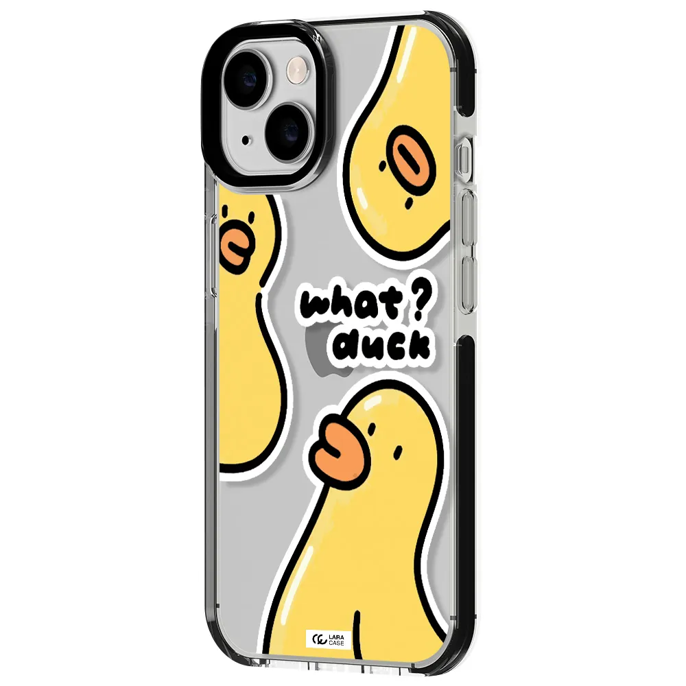 a group of yellow ducks Apple iPhone 14 impact black border Case