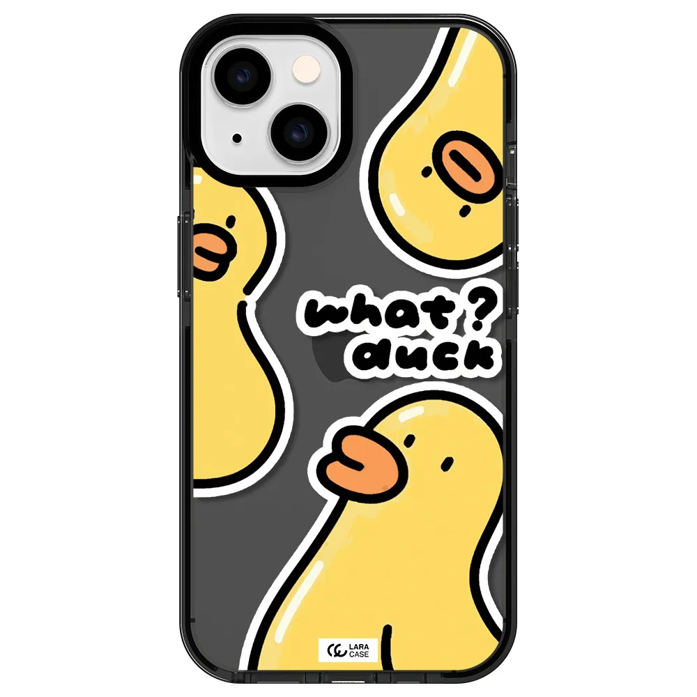 a group of yellow ducks Apple iPhone 14 impact Smoke Black Case