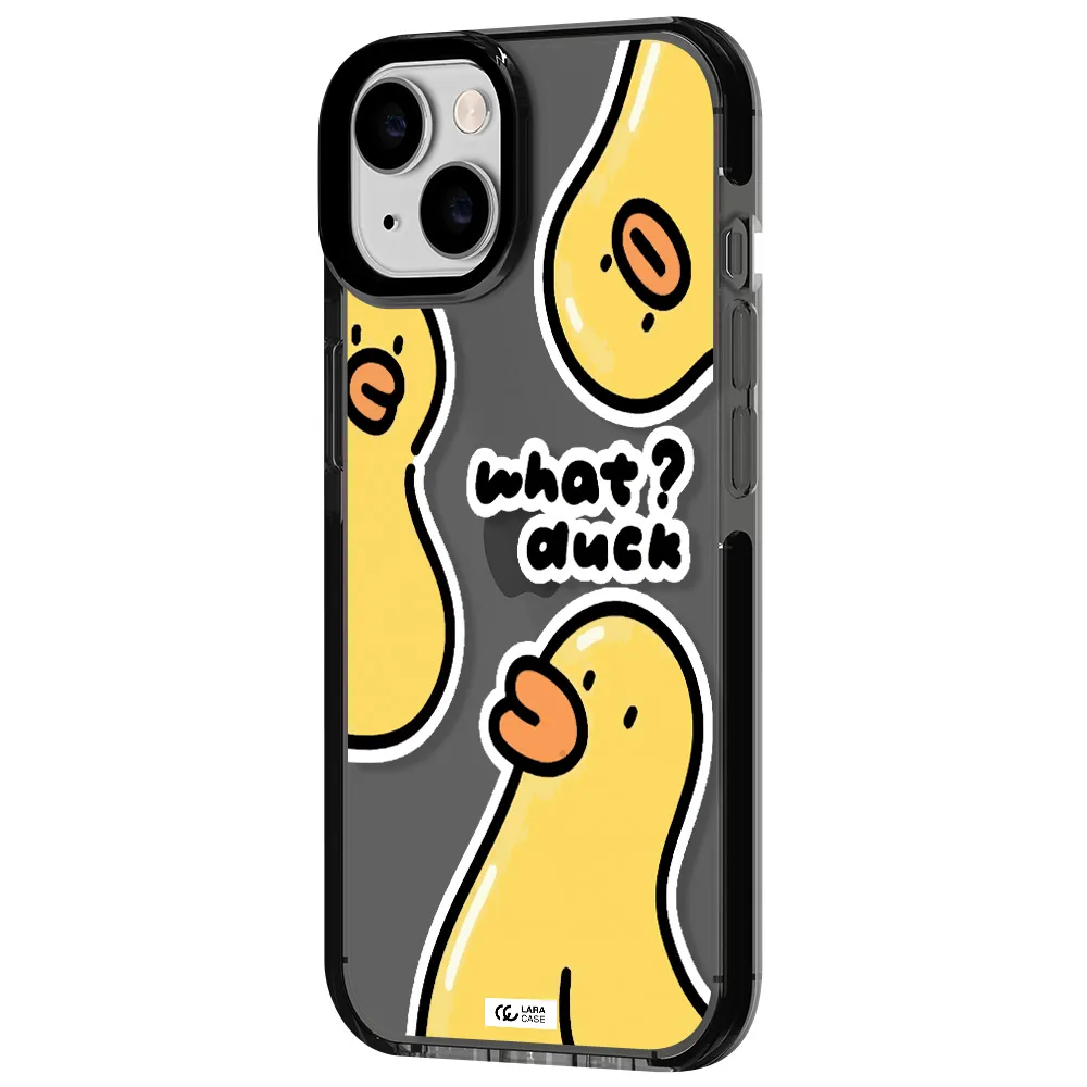 a group of yellow ducks Apple iPhone 14 impact Smoke Black Case