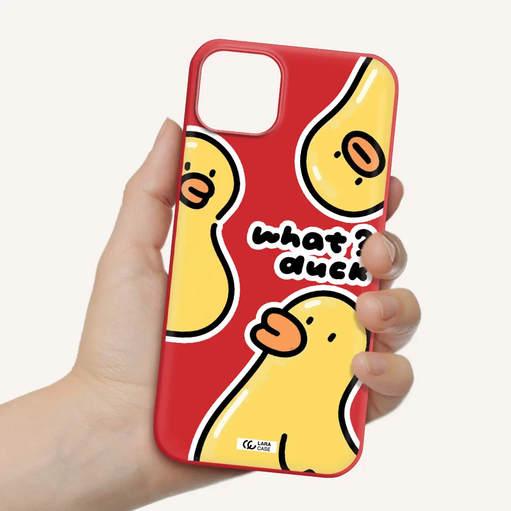 a group of yellow ducks Apple iPhone 14 plus Silicone Imperial Red Case