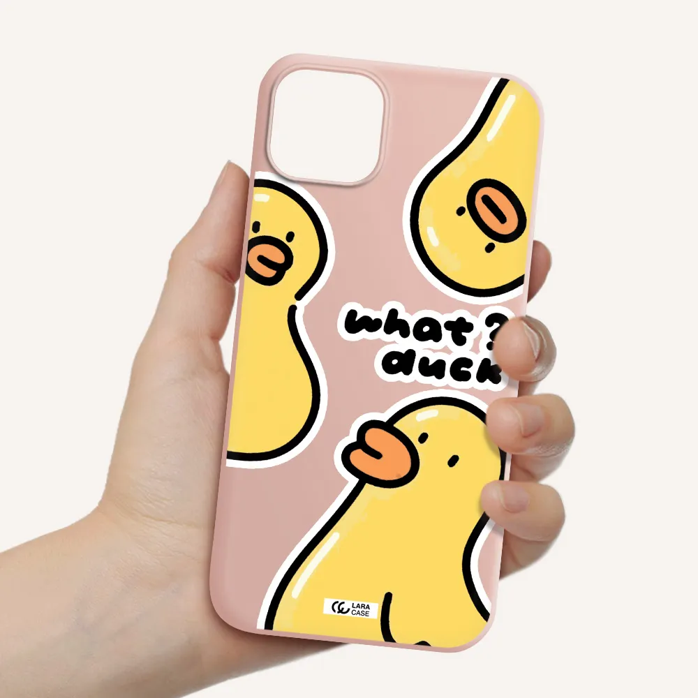 a group of yellow ducks Apple iPhone 14 plus Silicone pastel pink Case
