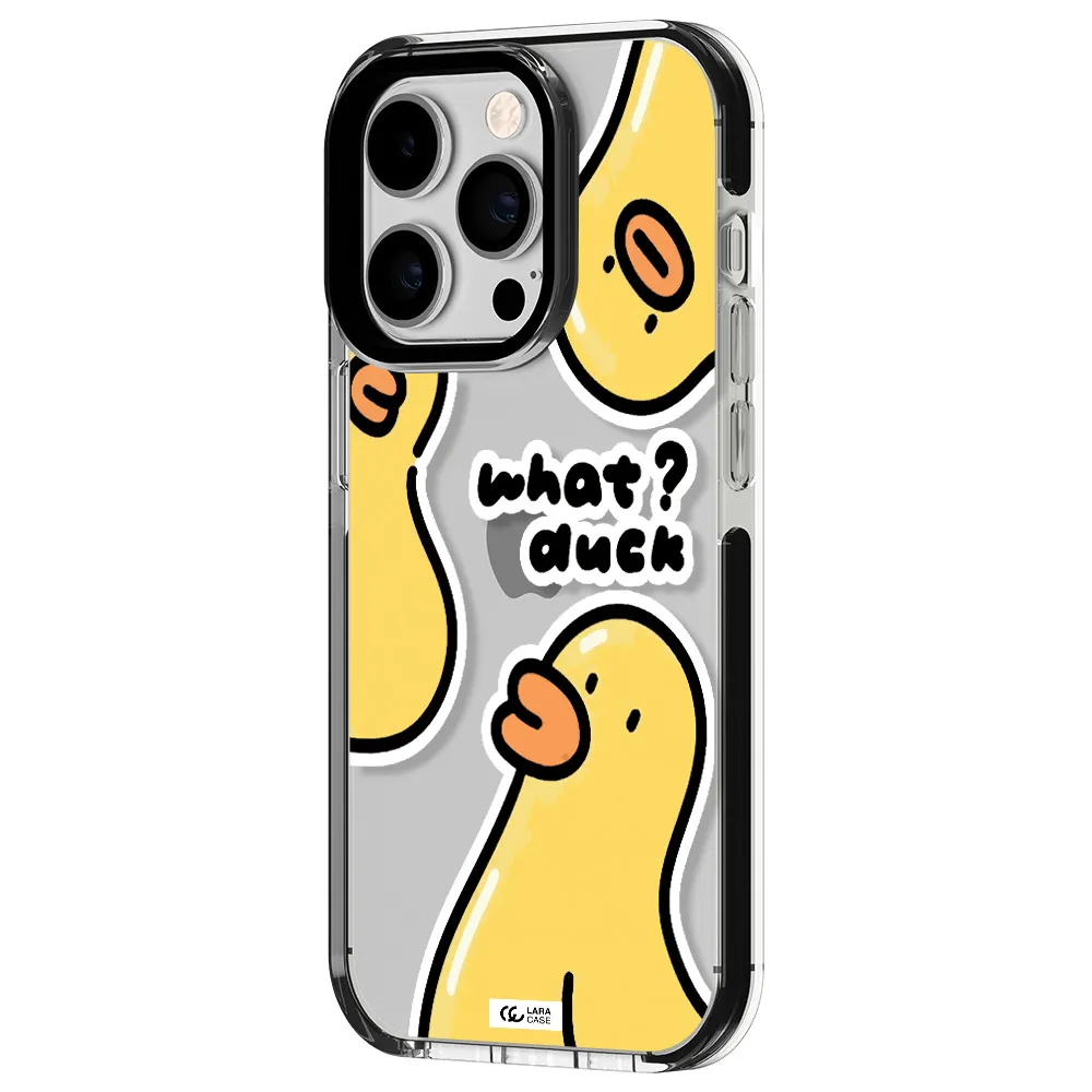 a group of yellow ducks Apple iPhone 14 pro impact black border Case