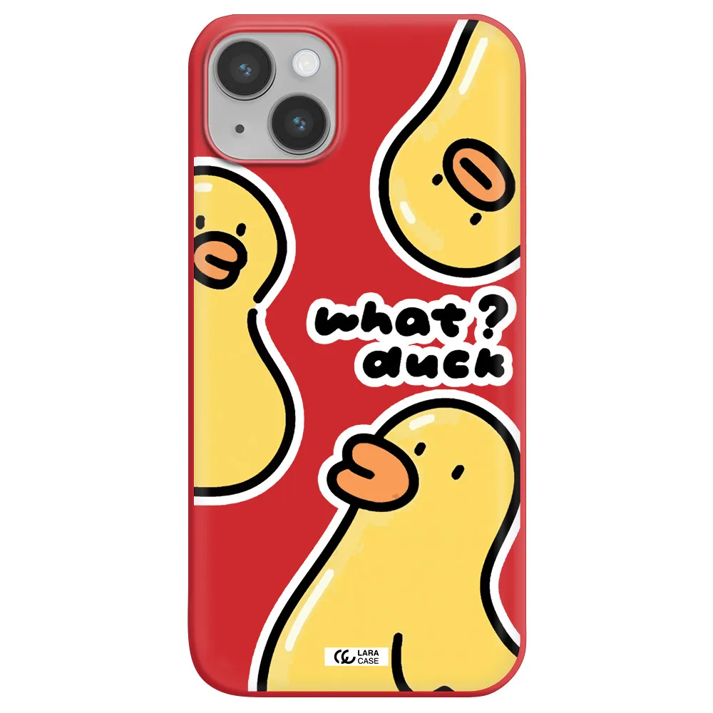 a group of yellow ducks Apple iPhone 14 Silicone Imperial Red Case