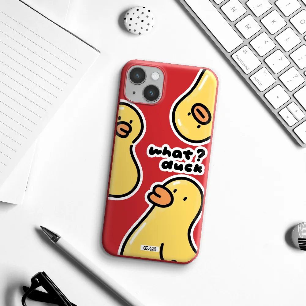 a group of yellow ducks Apple iPhone 14 Silicone Imperial Red Case