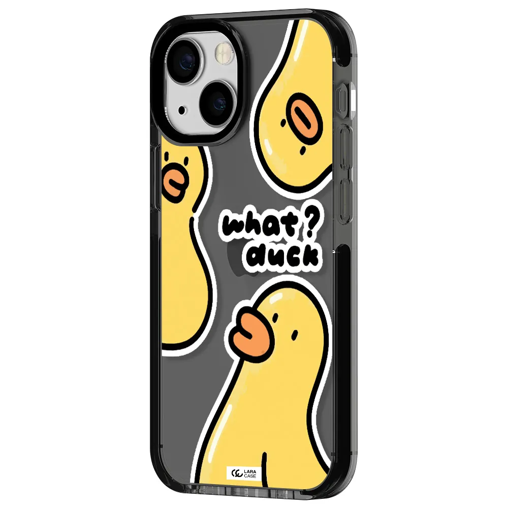a group of yellow ducks Apple iPhone 15 impact Smoke Black Case