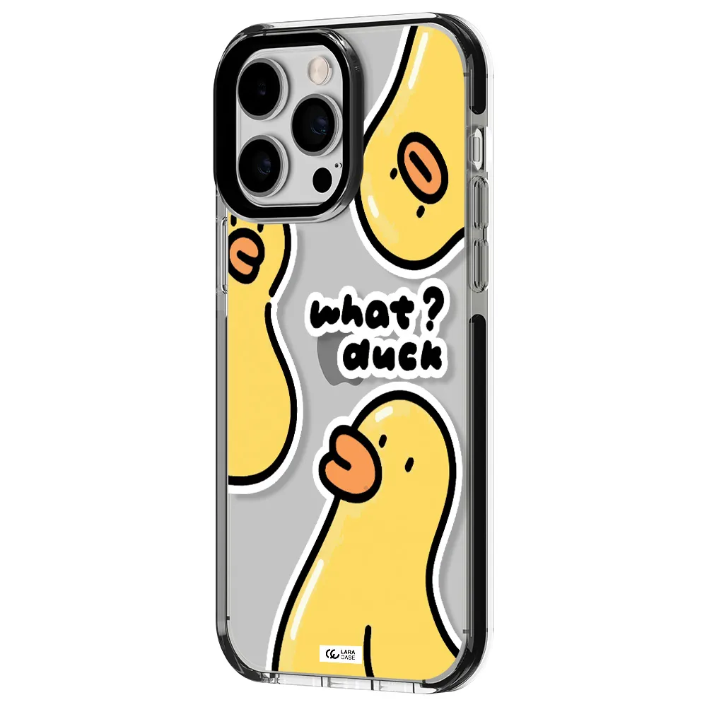 a group of yellow ducks Apple iPhone 15 Pro impact black border Case