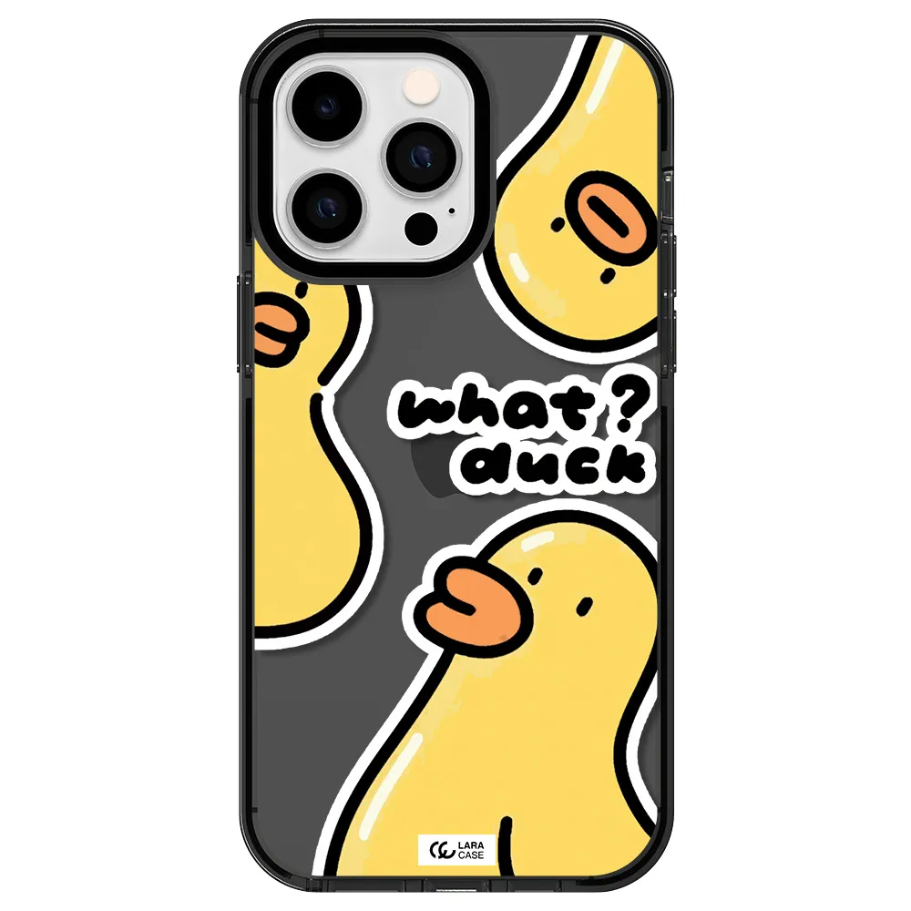 a group of yellow ducks Apple iPhone 15 Pro Max impact Smoke Black Case