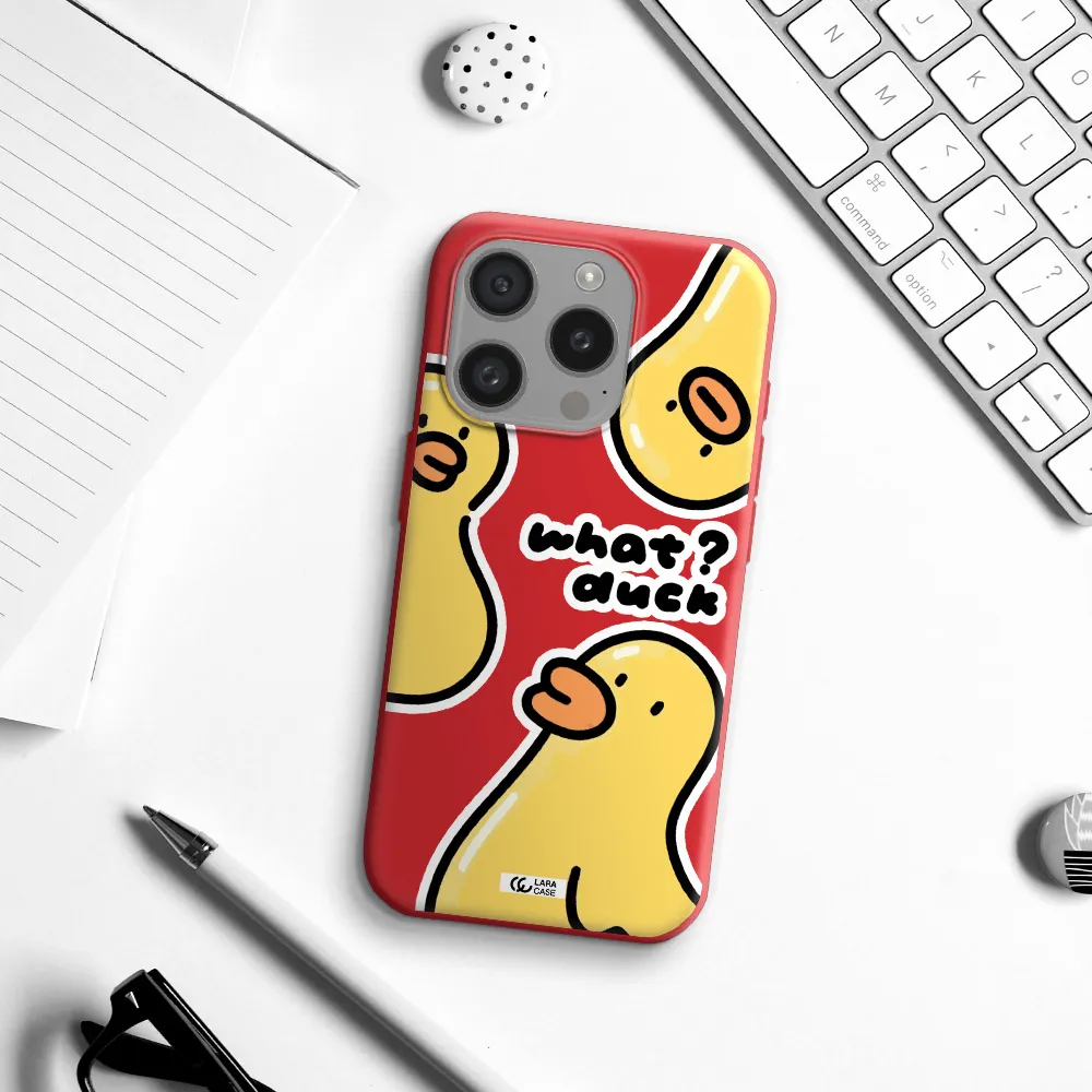 A Group Of Yellow Ducks Apple Iphone 15 Pro Silicone Imperial Red Case