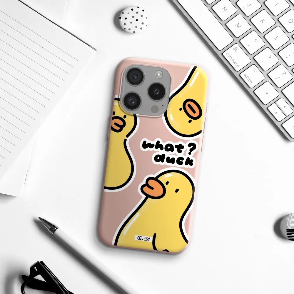 A Group Of Yellow Ducks Apple Iphone 15 Pro Silicone Pastel Pink Case
