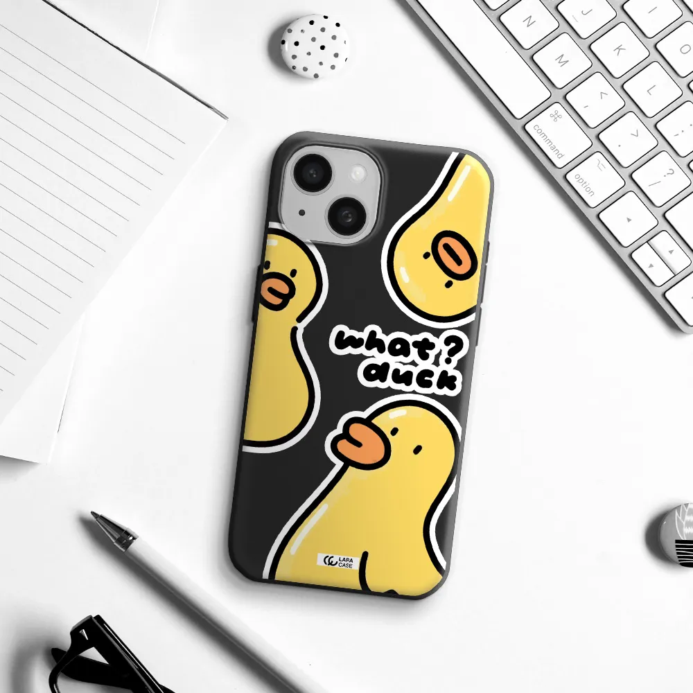 a group of yellow ducks Apple iPhone 15 Silicone black Case