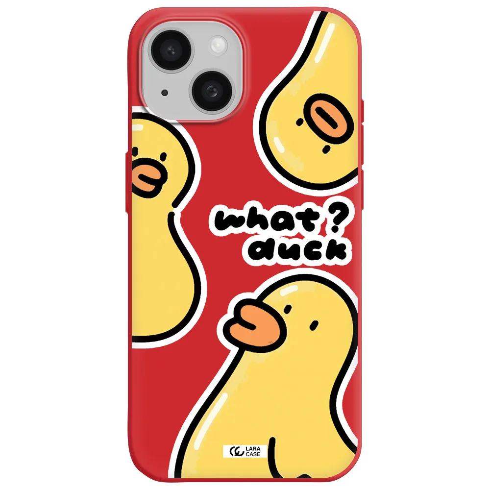 A Group Of Yellow Ducks Apple Iphone 15 Silicone Imperial Red Case