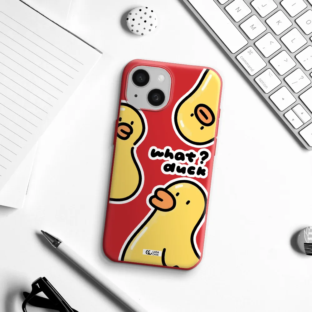 A Group Of Yellow Ducks Apple Iphone 15 Silicone Imperial Red Case