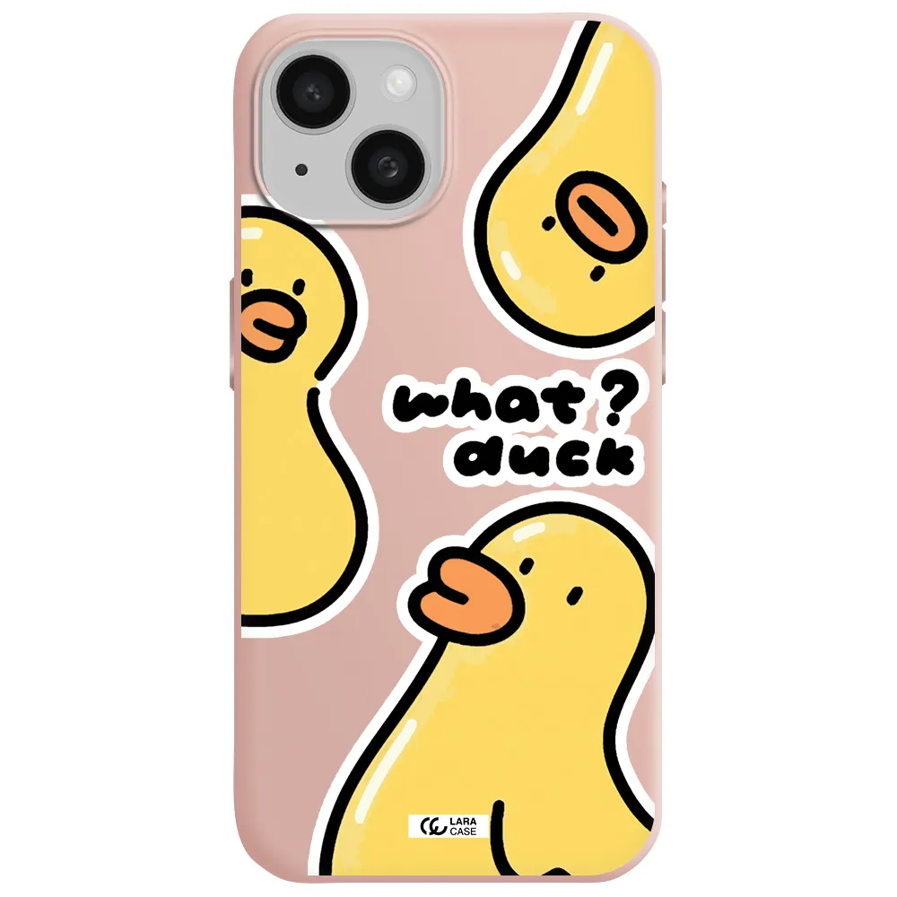 A Group Of Yellow Ducks Apple Iphone 15 Silicone Pastel Pink Case