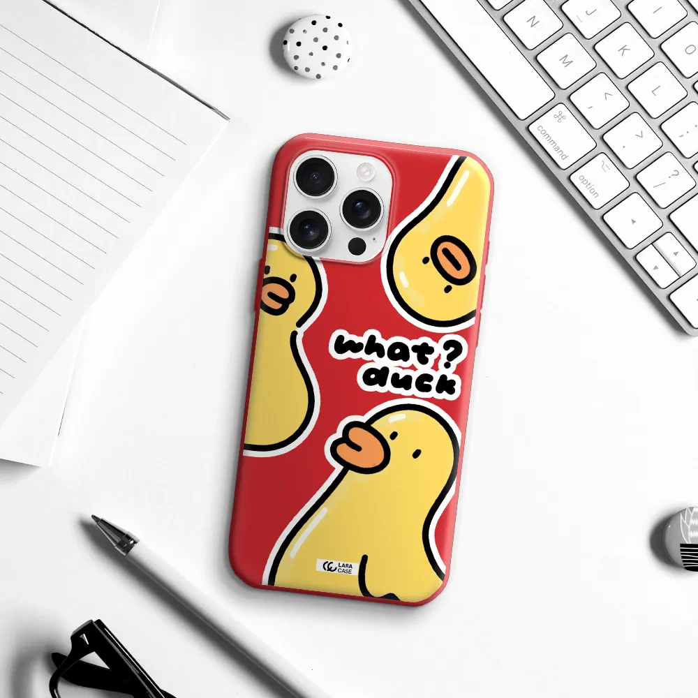 A Group Of Yellow Ducks Apple Iphone 16 Pro Max Silicone Imperial Red Case