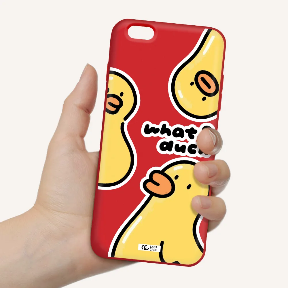a group of yellow ducks Apple iPhone 6S Silicone Imperial Red Case