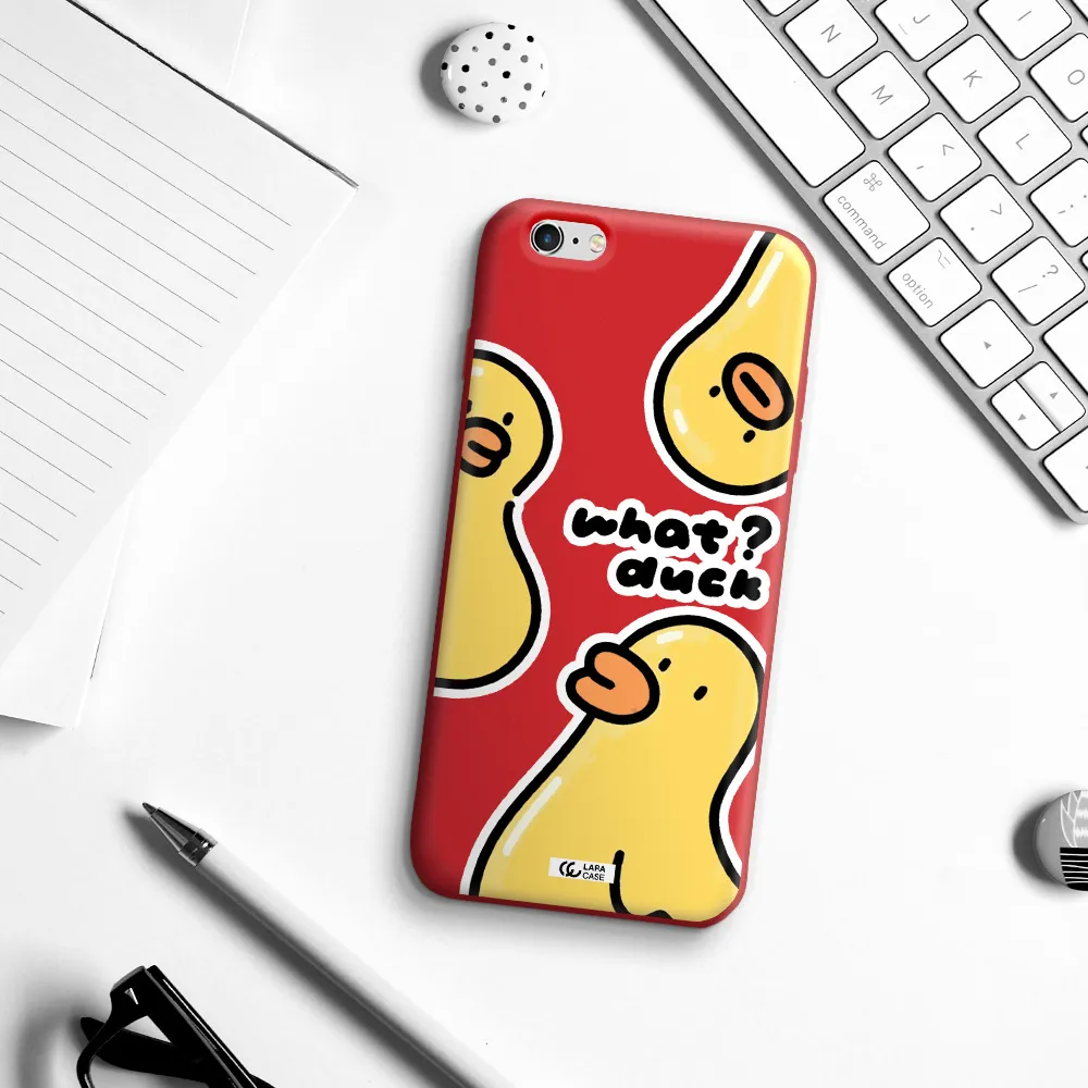 a group of yellow ducks Apple iPhone 6S Silicone Imperial Red Case