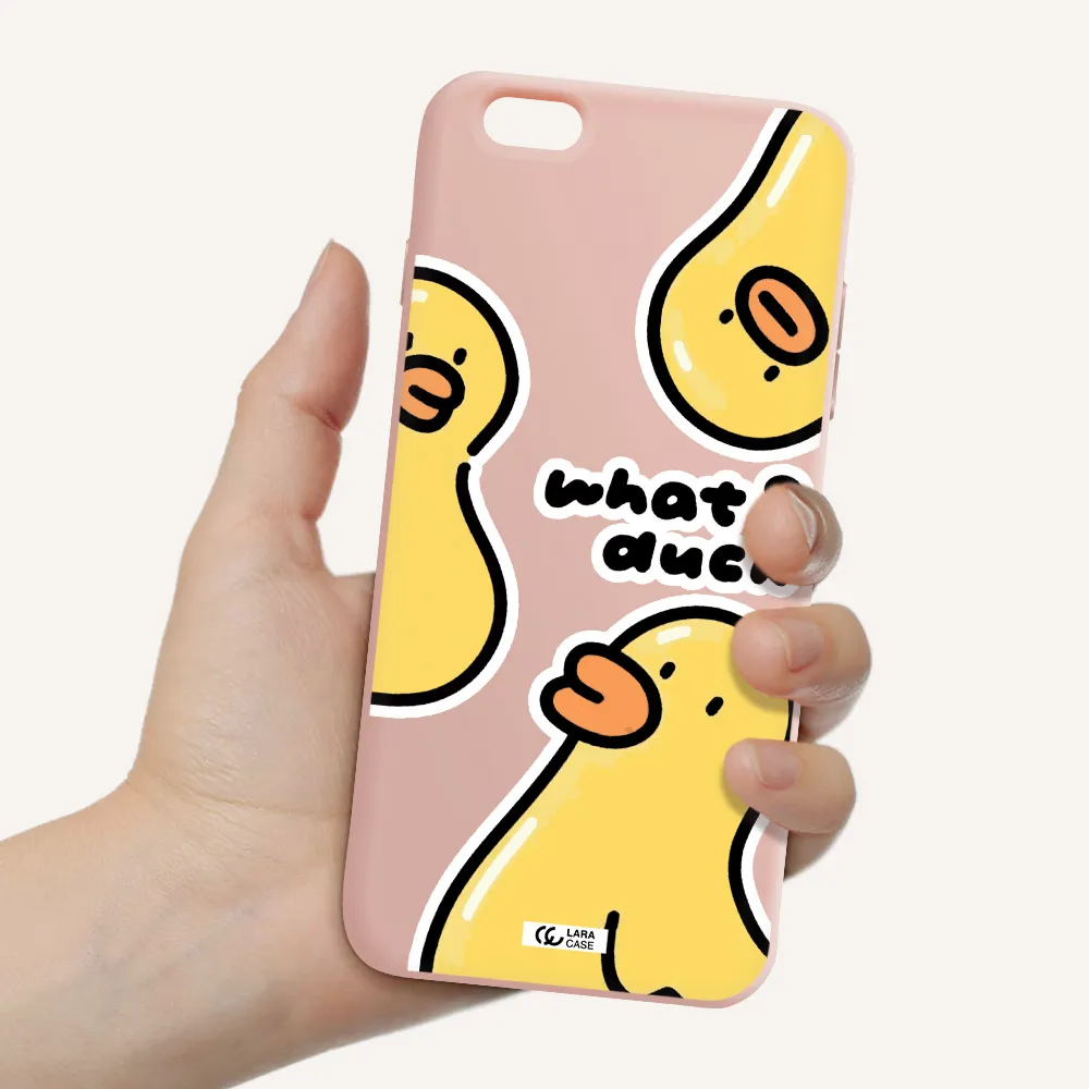 a group of yellow ducks Apple iPhone 6S Silicone pastel pink Case