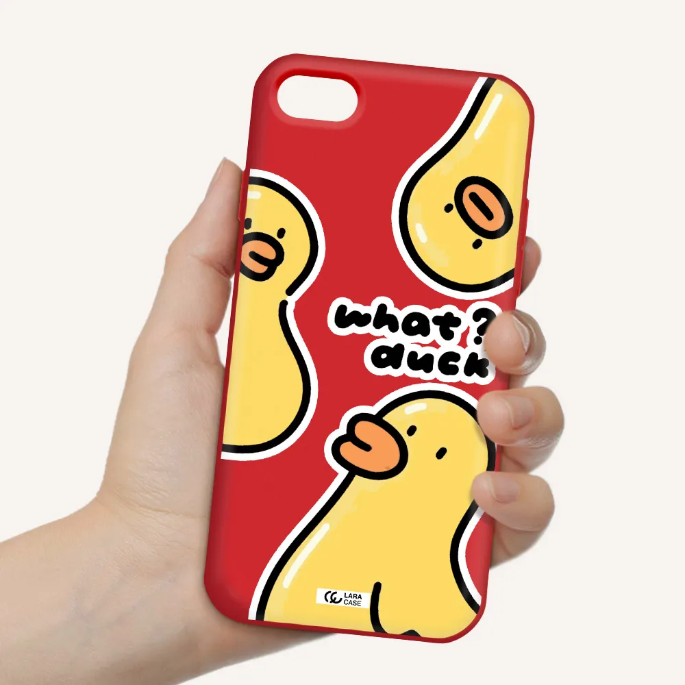 a group of yellow ducks Apple iPhone 7 Silicone Imperial Red Case