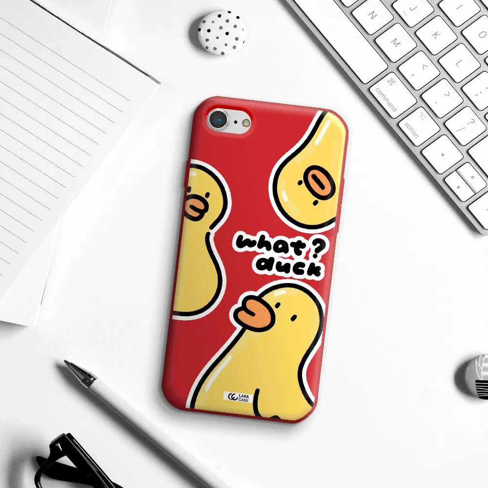 a group of yellow ducks Apple iPhone 7 Silicone Imperial Red Case