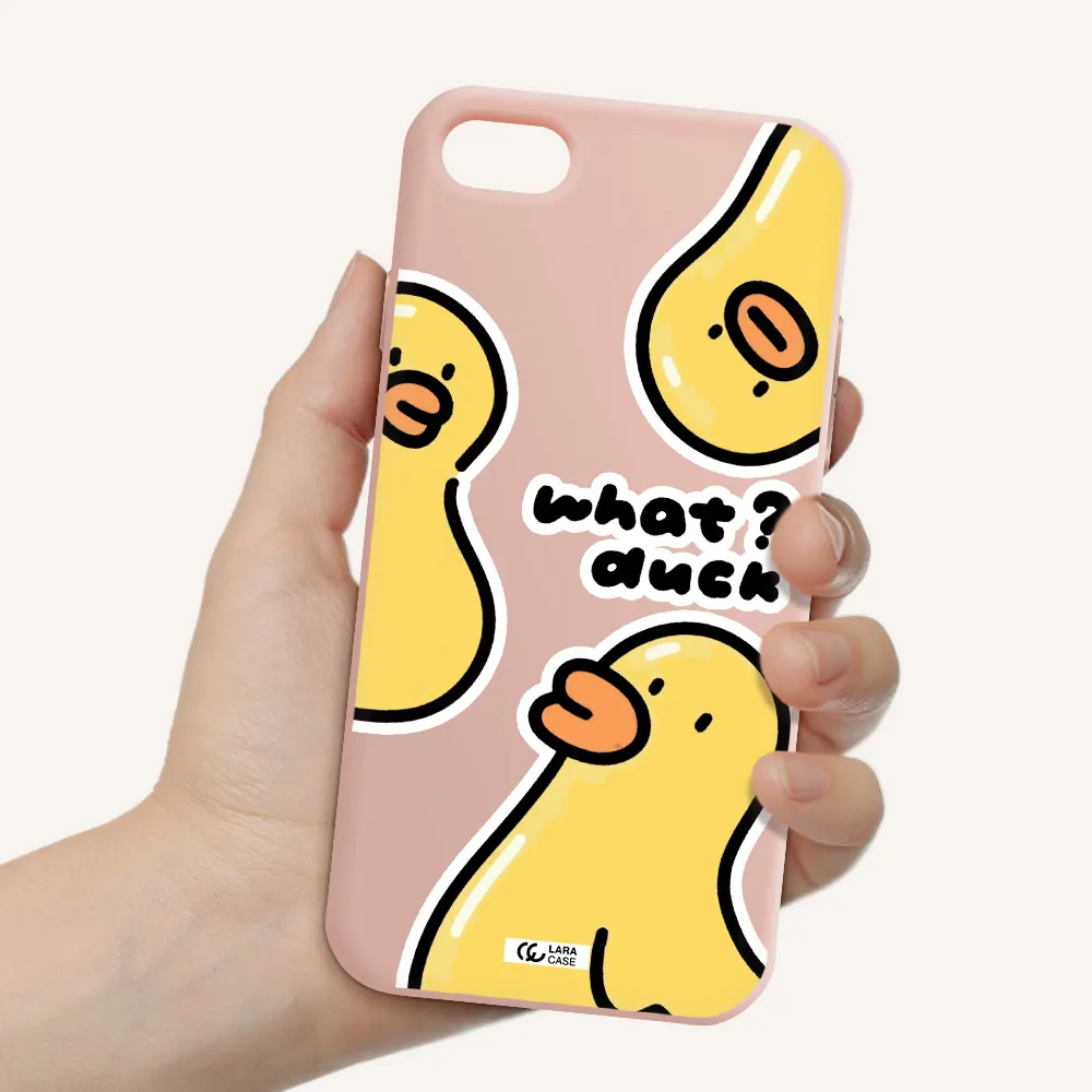 a group of yellow ducks Apple iPhone 7 Silicone pastel pink Case