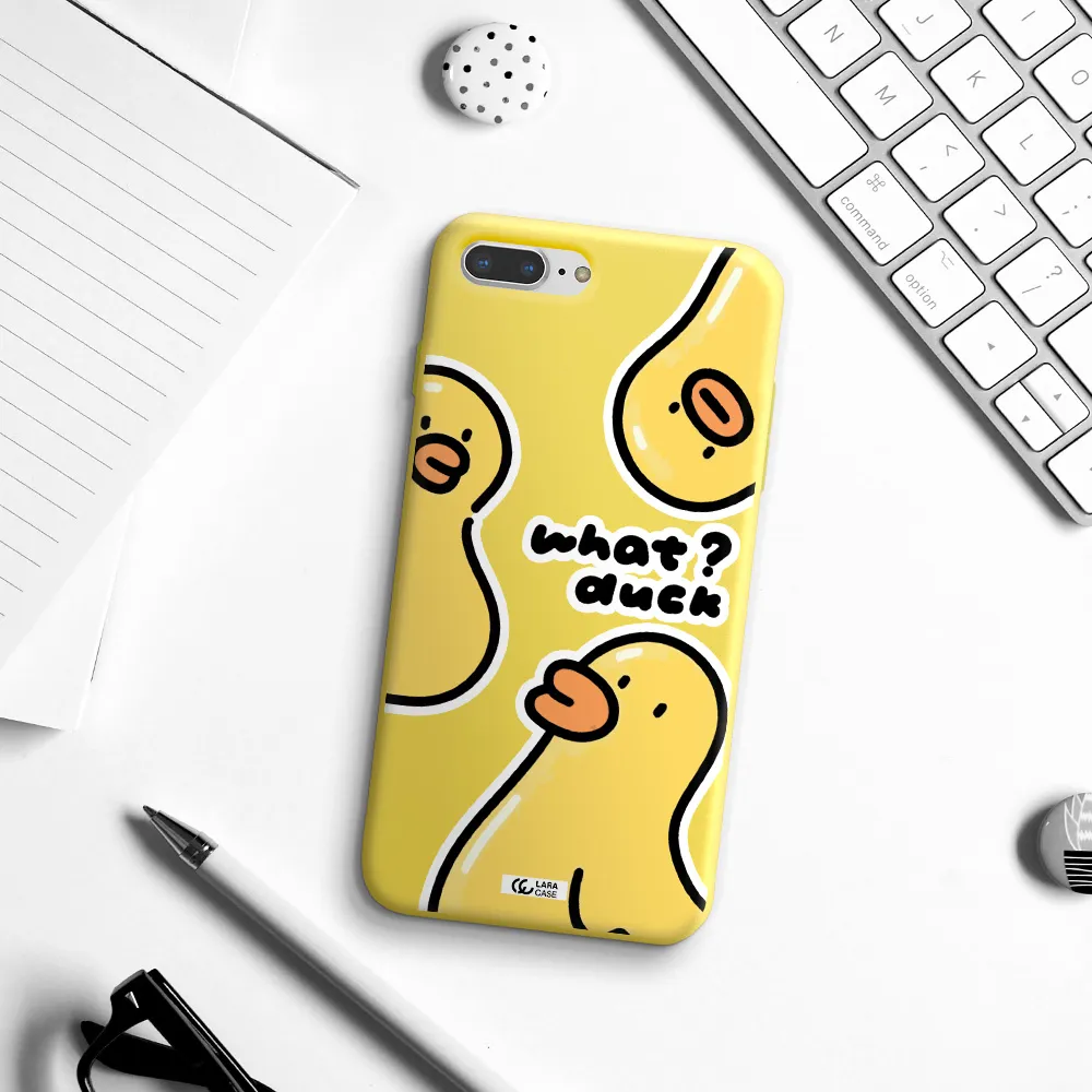 a group of yellow ducks Apple iPhone 8 plus Silicone canary yellow Case