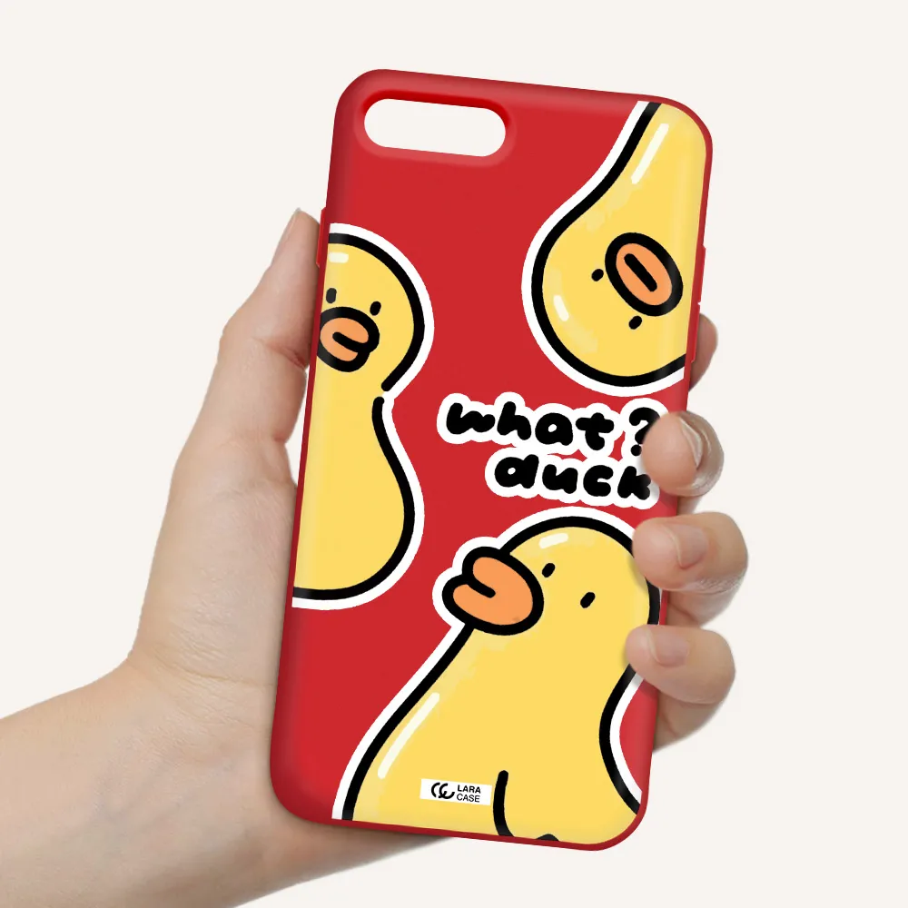 a group of yellow ducks Apple iPhone 8 plus Silicone Imperial Red Case