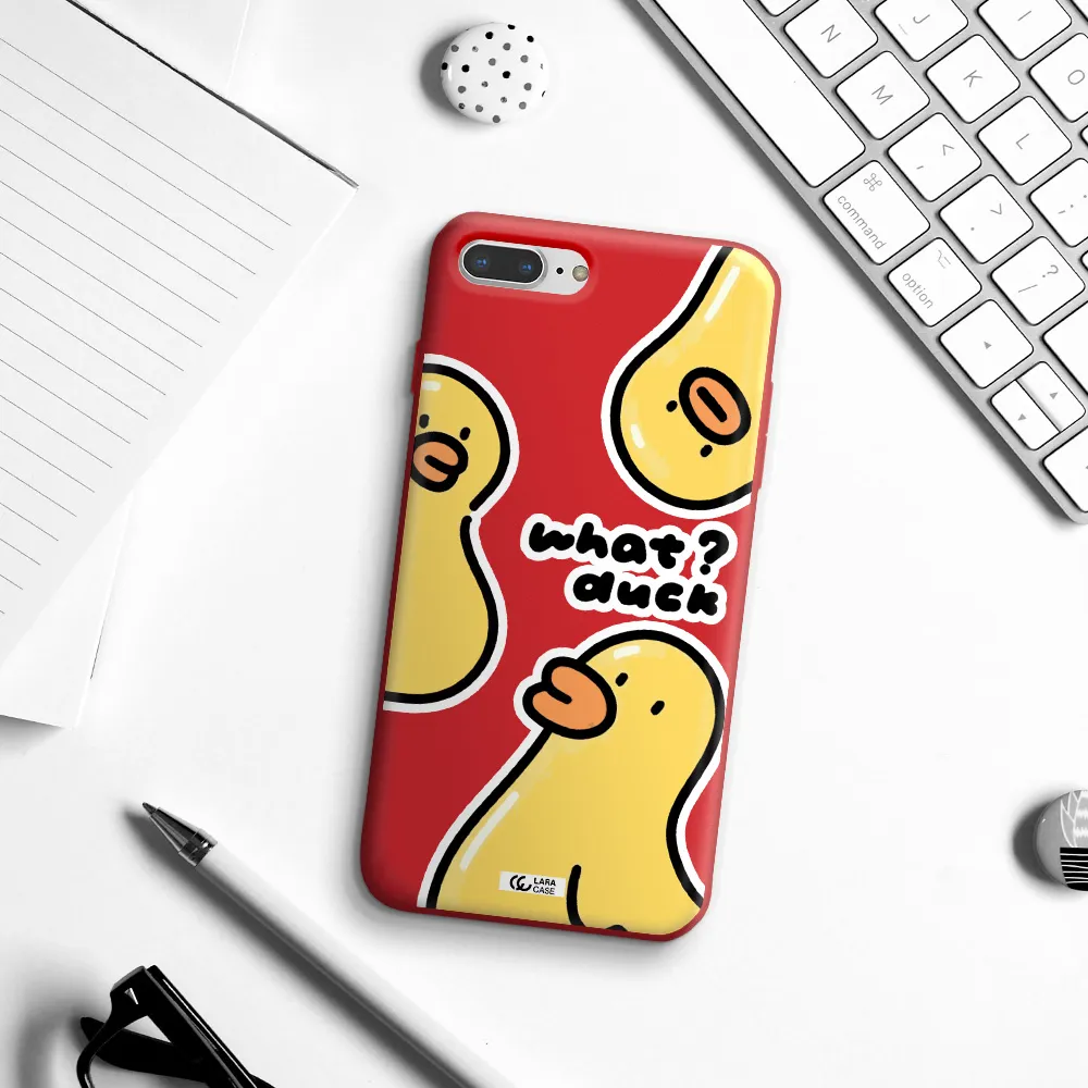 a group of yellow ducks Apple iPhone 8 plus Silicone Imperial Red Case
