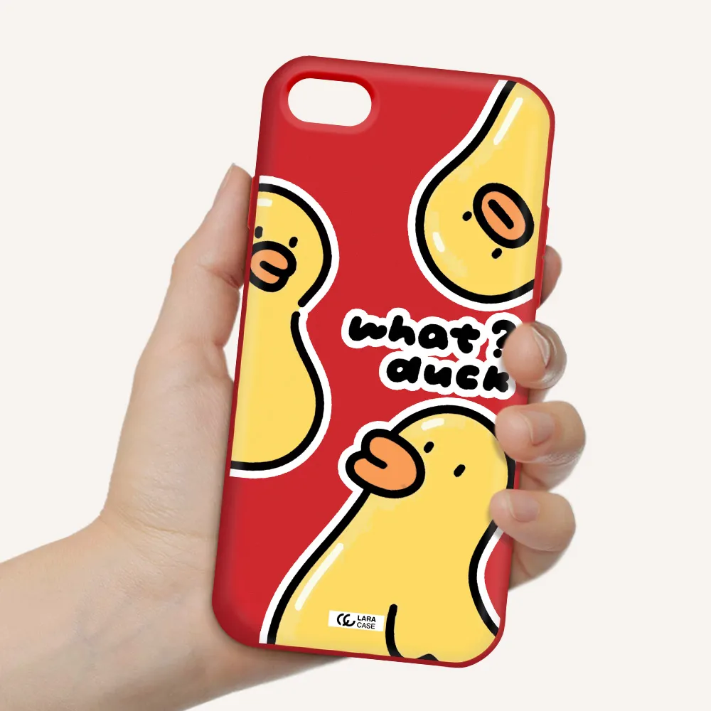 a group of yellow ducks Apple iPhone 8 Silicone Imperial Red Case