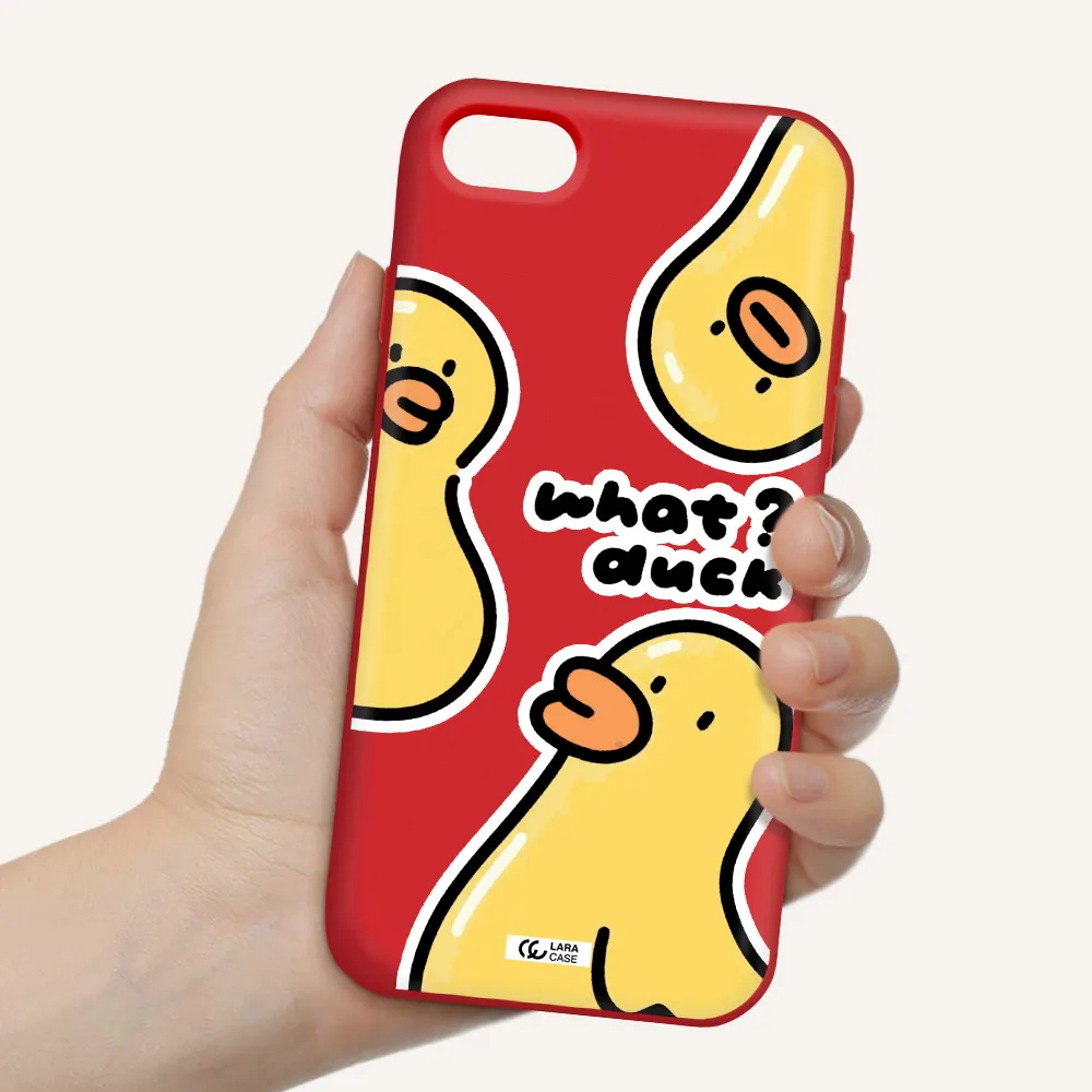 a group of yellow ducks Apple iPhone se 2020 Silicone Imperial Red Case