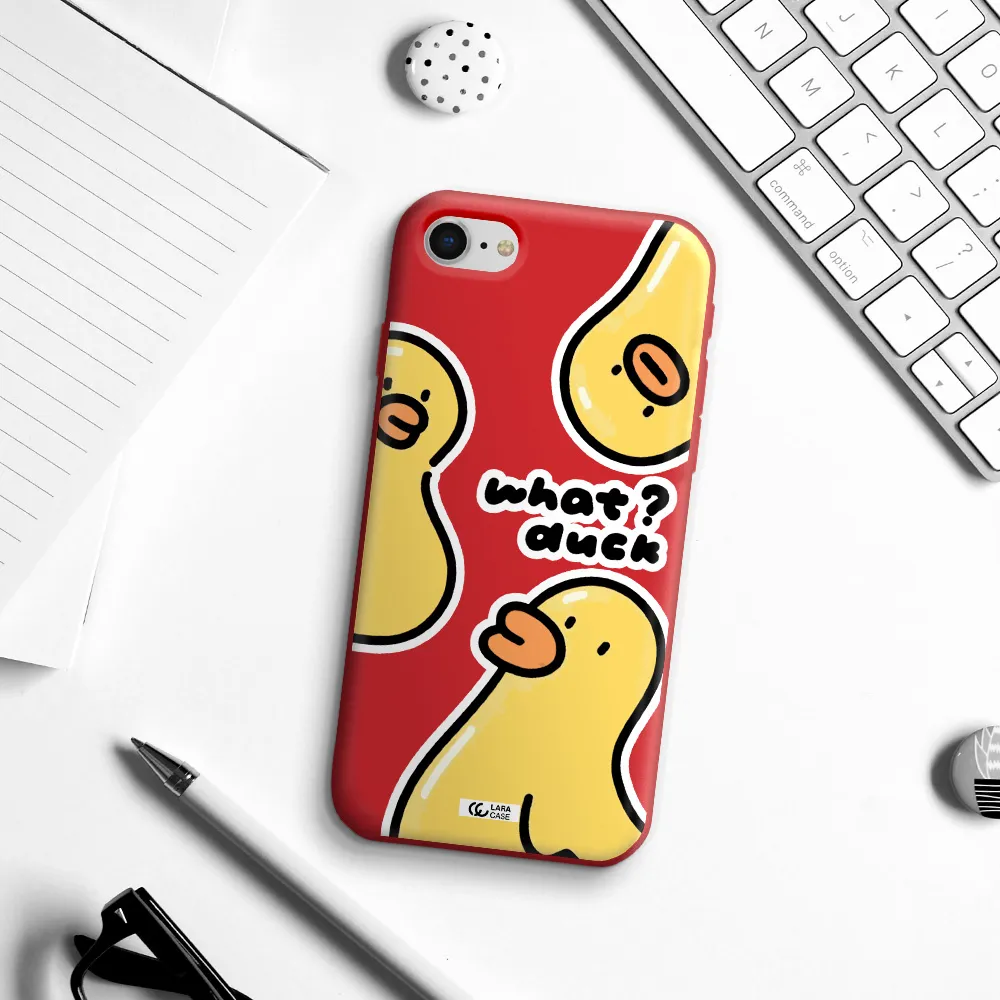 a group of yellow ducks Apple iPhone se 2020 Silicone Imperial Red Case