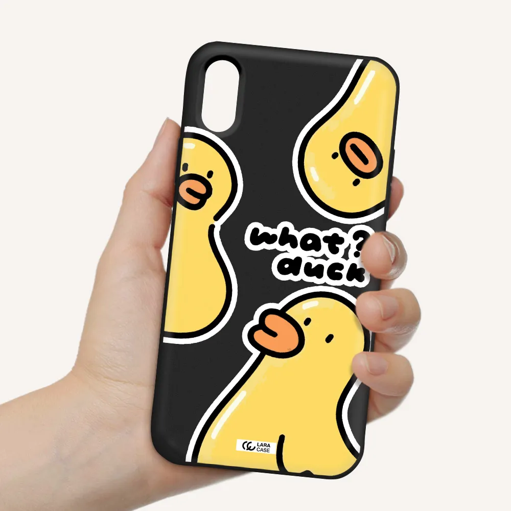 a group of yellow ducks Apple iPhone X Silicone black Case