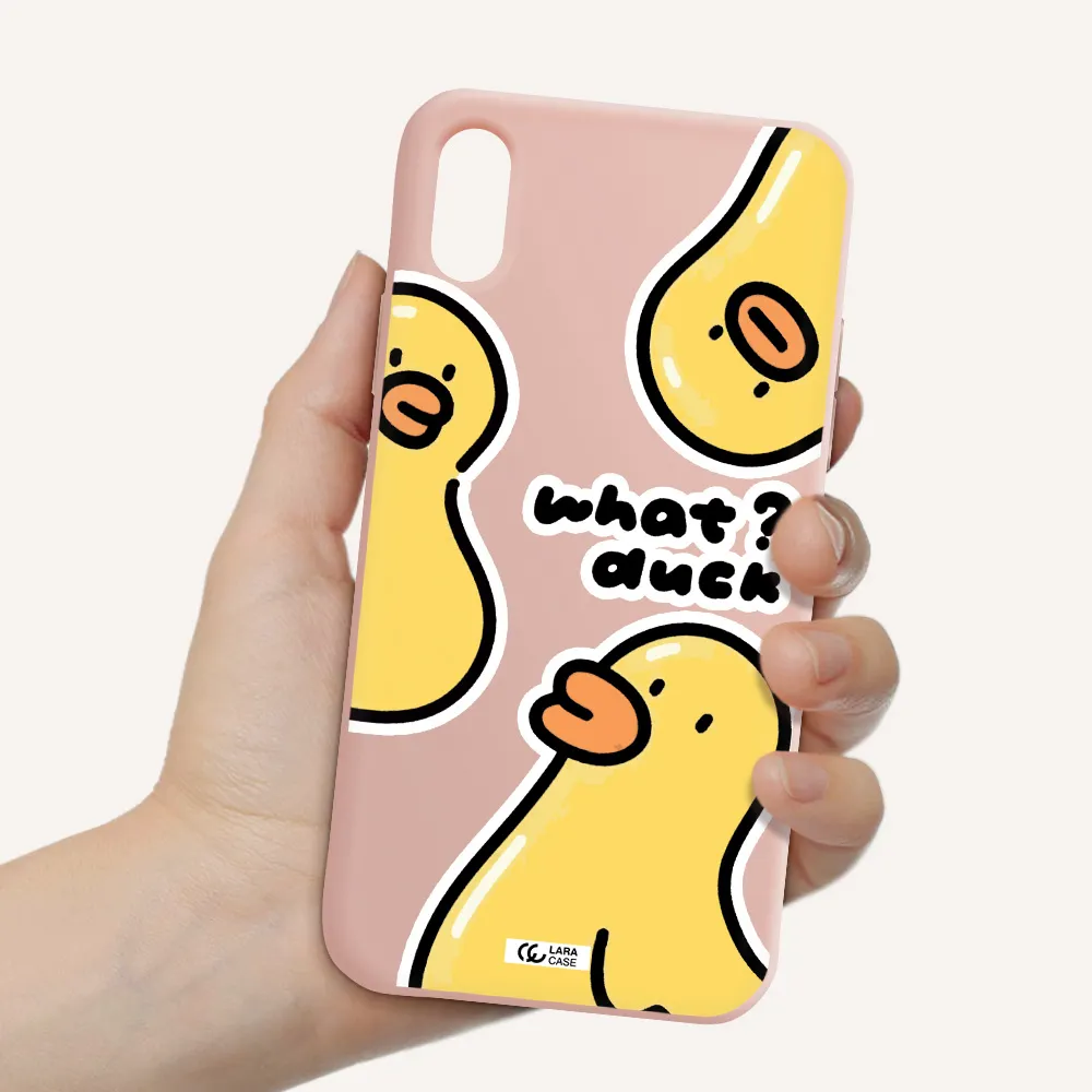 a group of yellow ducks Apple iPhone X Silicone pastel pink Case