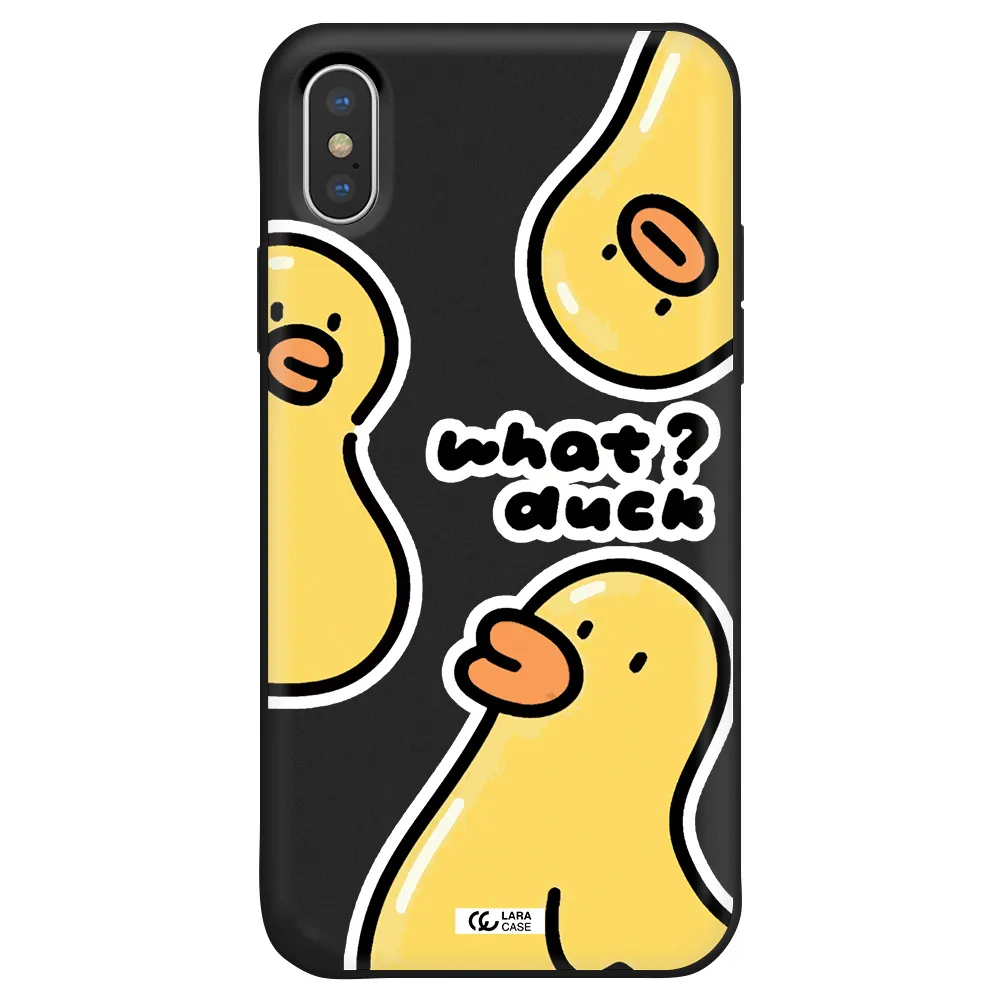 a group of yellow ducks Apple iPhone XS Silicone black Case