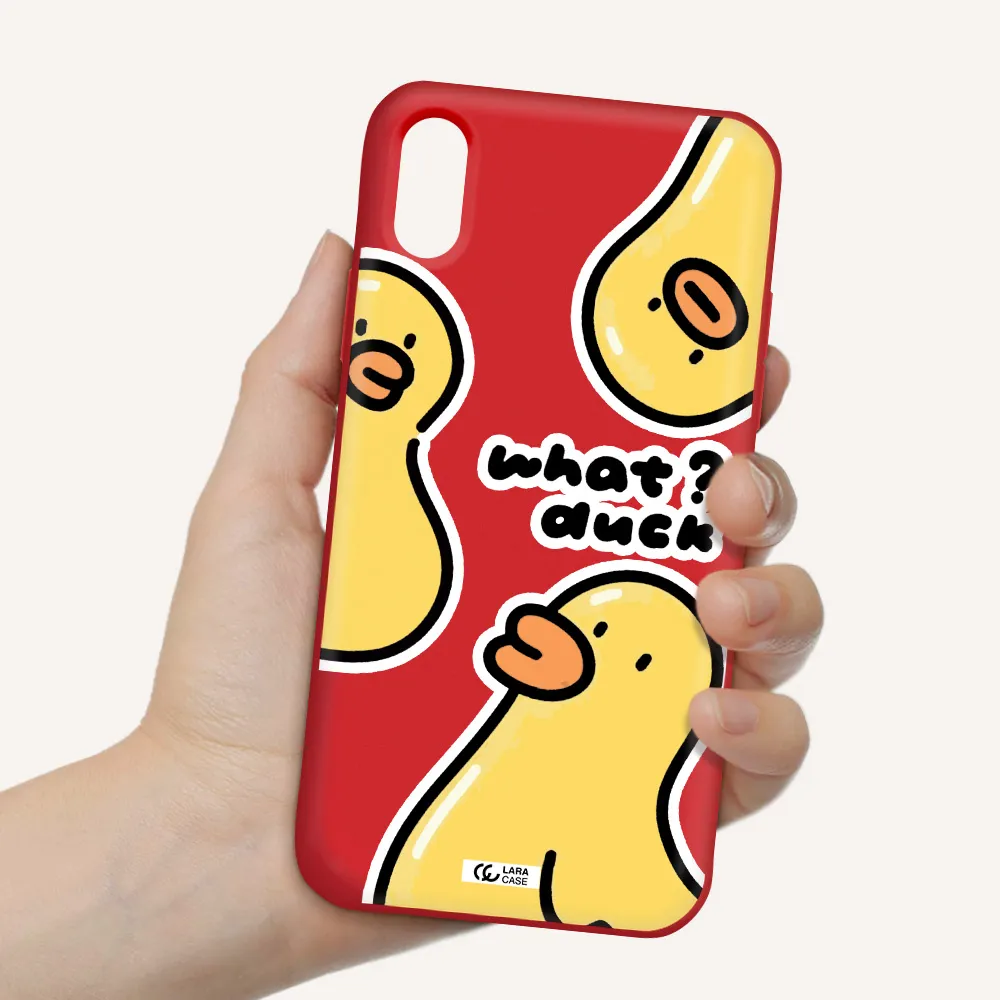 a group of yellow ducks Apple iPhone XS Silicone Imperial Red Case