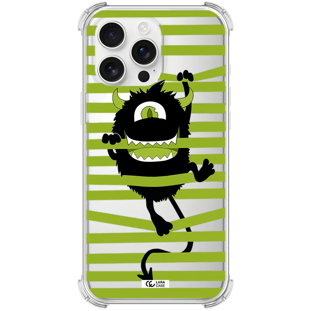 A Black Monster With Horns And Green Stripes Apple Iphone 16 Pro Max Clear Pc Case