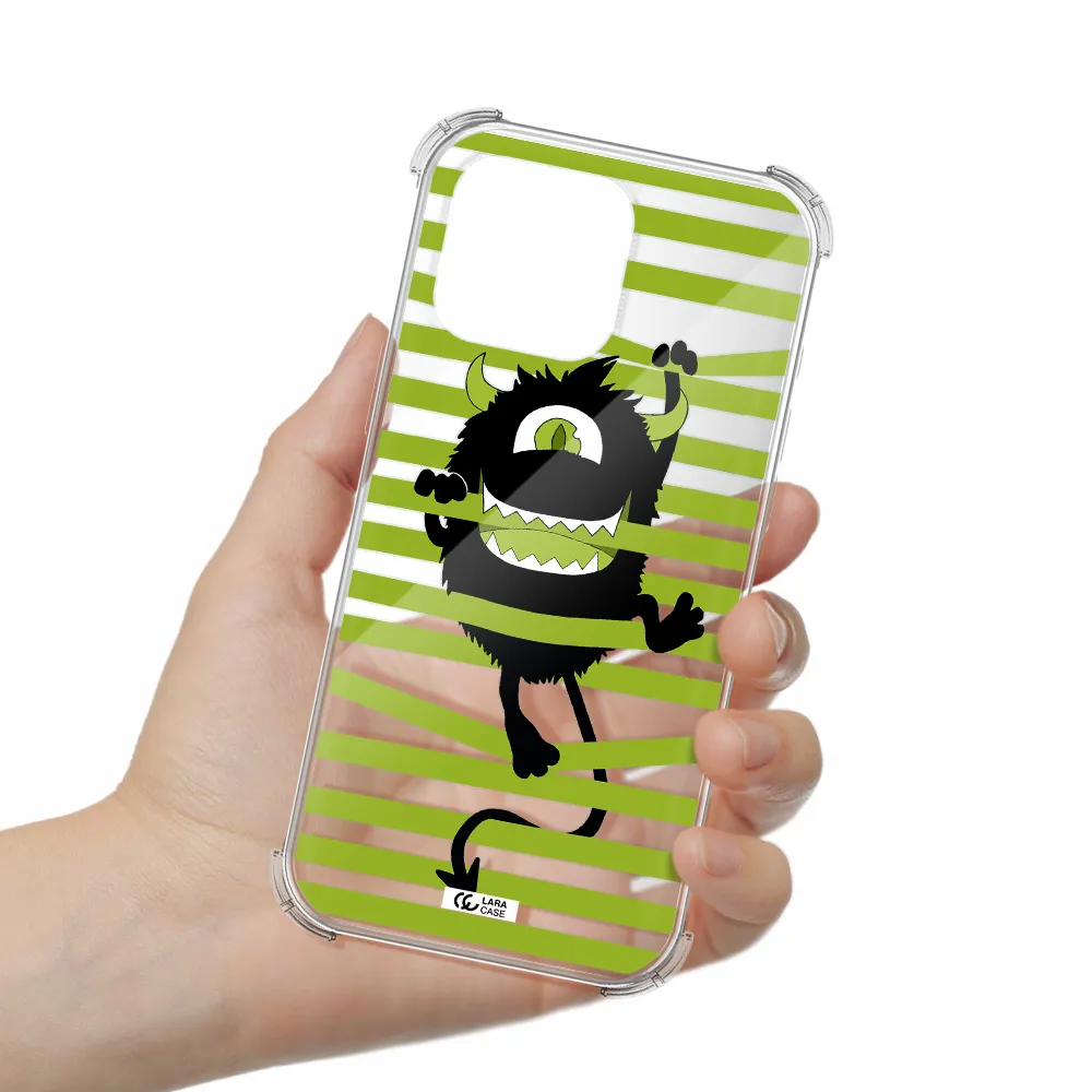 A Black Monster With Horns And Green Stripes Apple Iphone 16 Pro Max Clear Pc Case