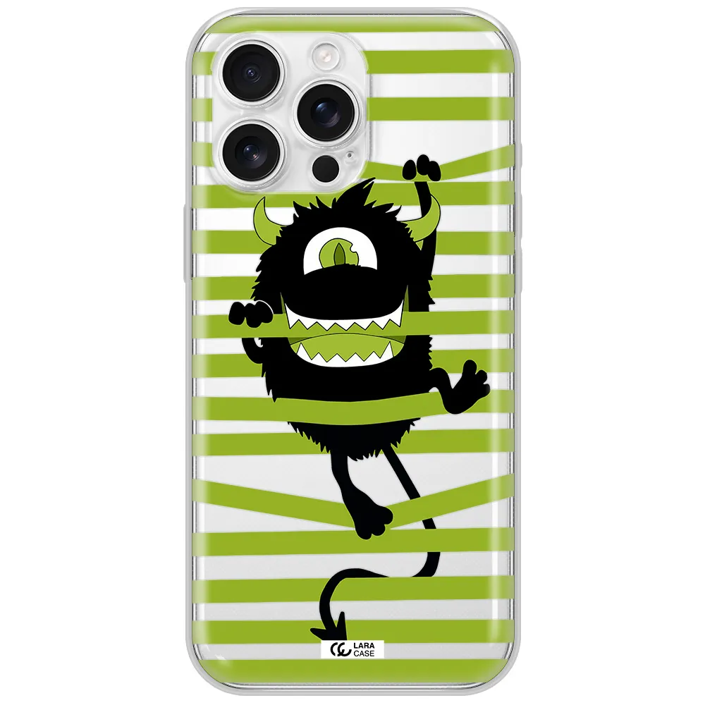 A Black Monster With Horns And Green Stripes Apple Iphone 16 Pro Max Clear Tpu Case