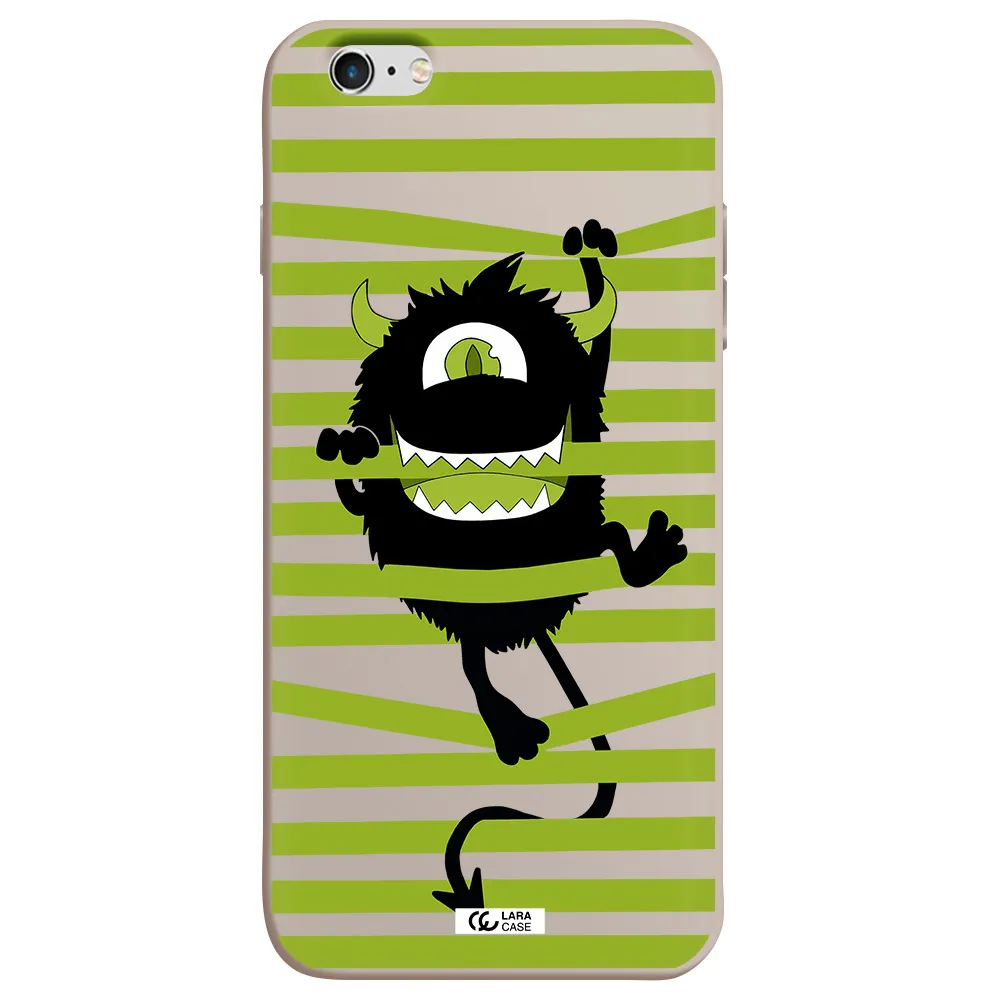 a black monster with horns and green stripes Apple iPhone 6 plus Silicone Stone Case