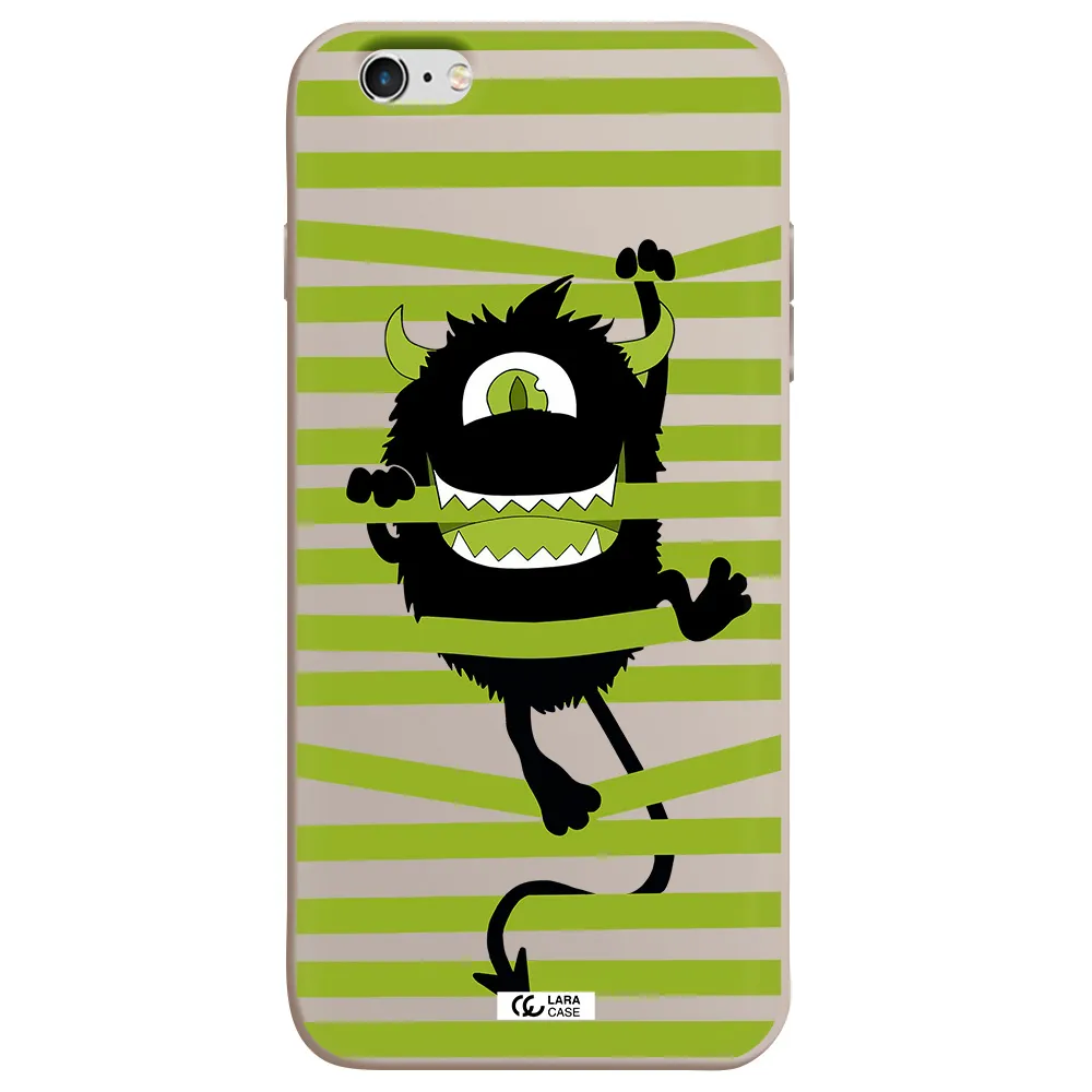 a black monster with horns and green stripes Apple iPhone 6 s plus Silicone Stone Case