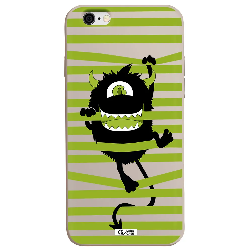 a black monster with horns and green stripes Apple iPhone 6 Silicone Stone Case