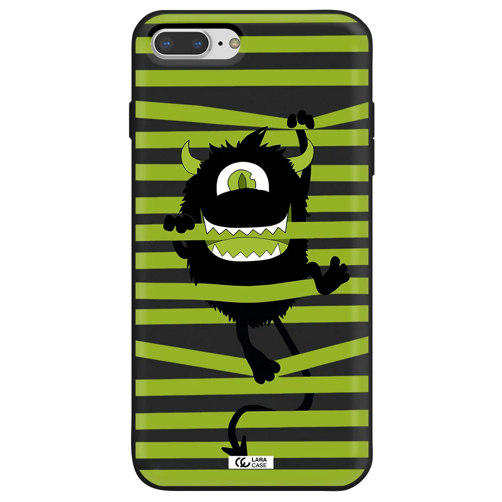 a black monster with horns and green stripes Apple iPhone 7 plus Silicone black Case