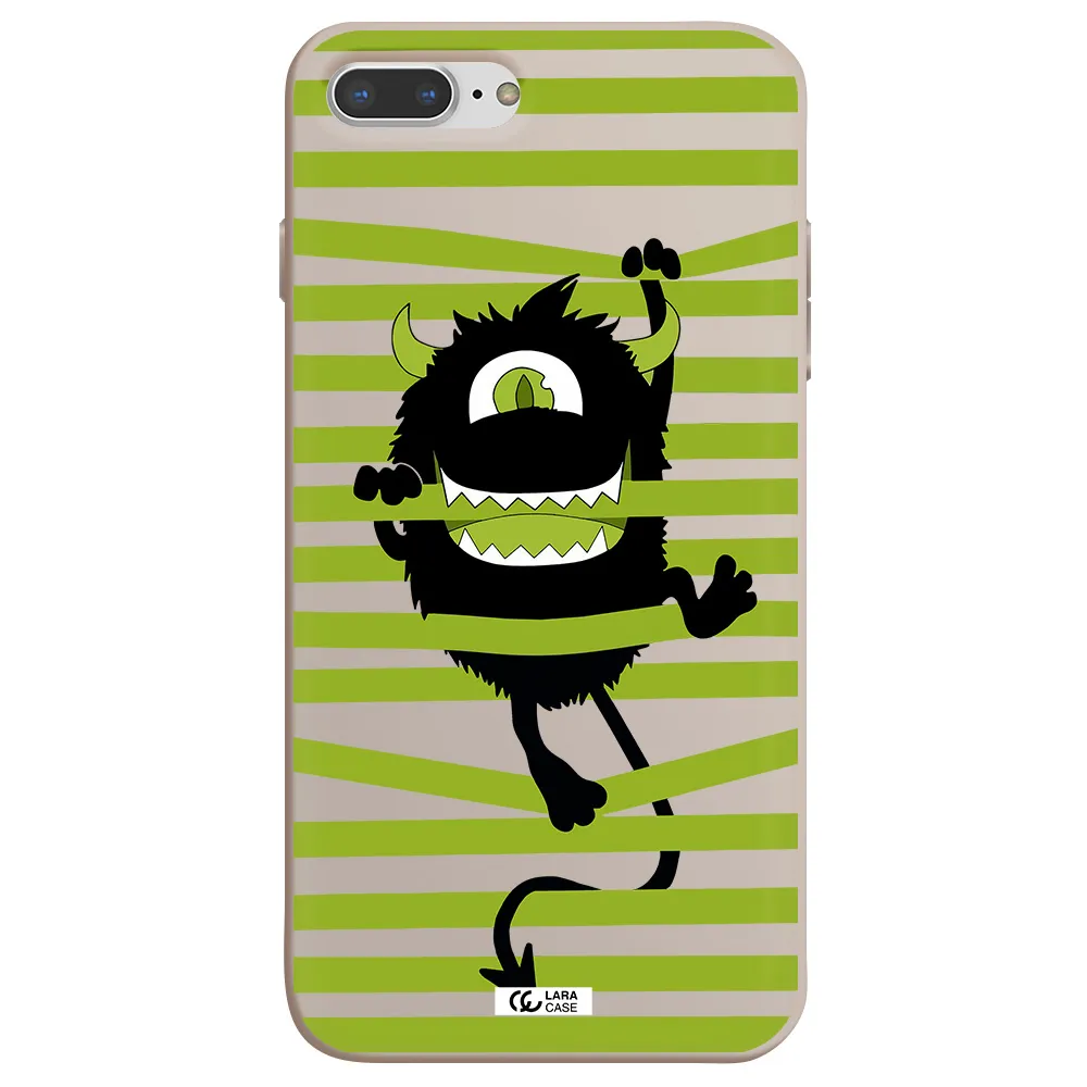 a black monster with horns and green stripes Apple iPhone 7 plus Silicone Stone Case