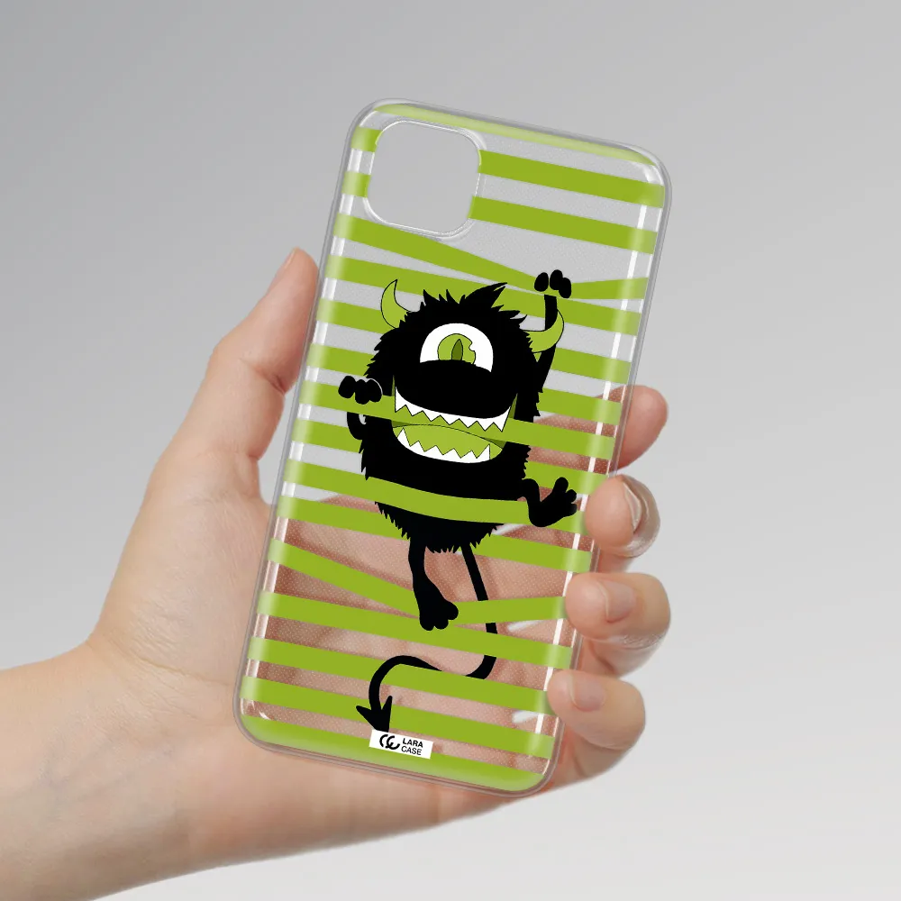 a black monster with horns and green stripes Huawei Honor 9S Clear TPU Case