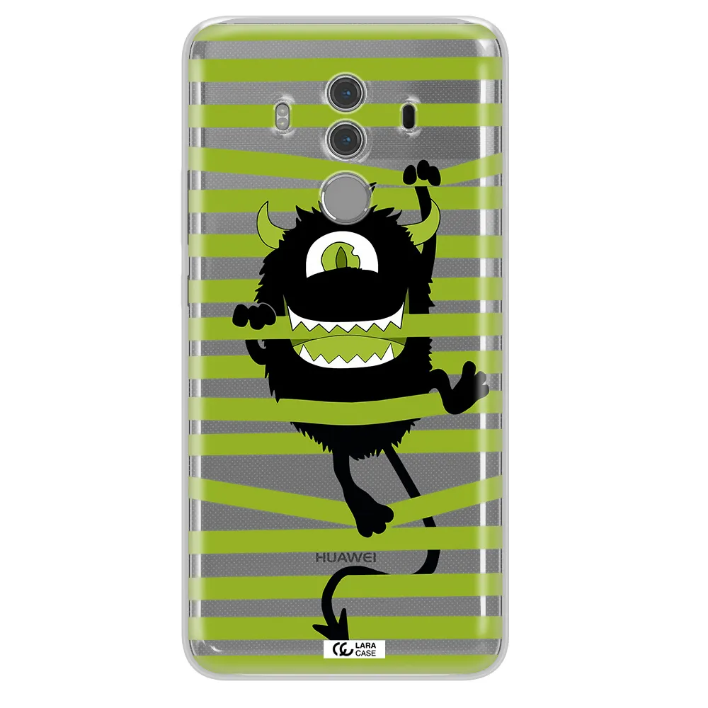 a black monster with horns and green stripes Huawei Mate 10 Pro Clear TPU Case